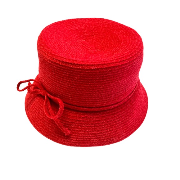 August Red Hat Cloche Millinery Womens Bucket Hat - Picture 4 of 6